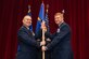 Brigadier Gen. William Freeman (right) took command of Air War College during the school’s change of command ceremony July 7, 2022, Maxwell Air Force Base, Alabama. Maj. Gen. William Holt (left), acting commander Air University and commander, Curtis E. LeMay Center for Doctrine Development and Education presided over the ceremony. Before taking command of AWC Freeman served as director of operations, U.S. Special Operations Command-Europe, Stuttgart, Germany. (U.S. Air Force photo by Cassandra Cornwell)