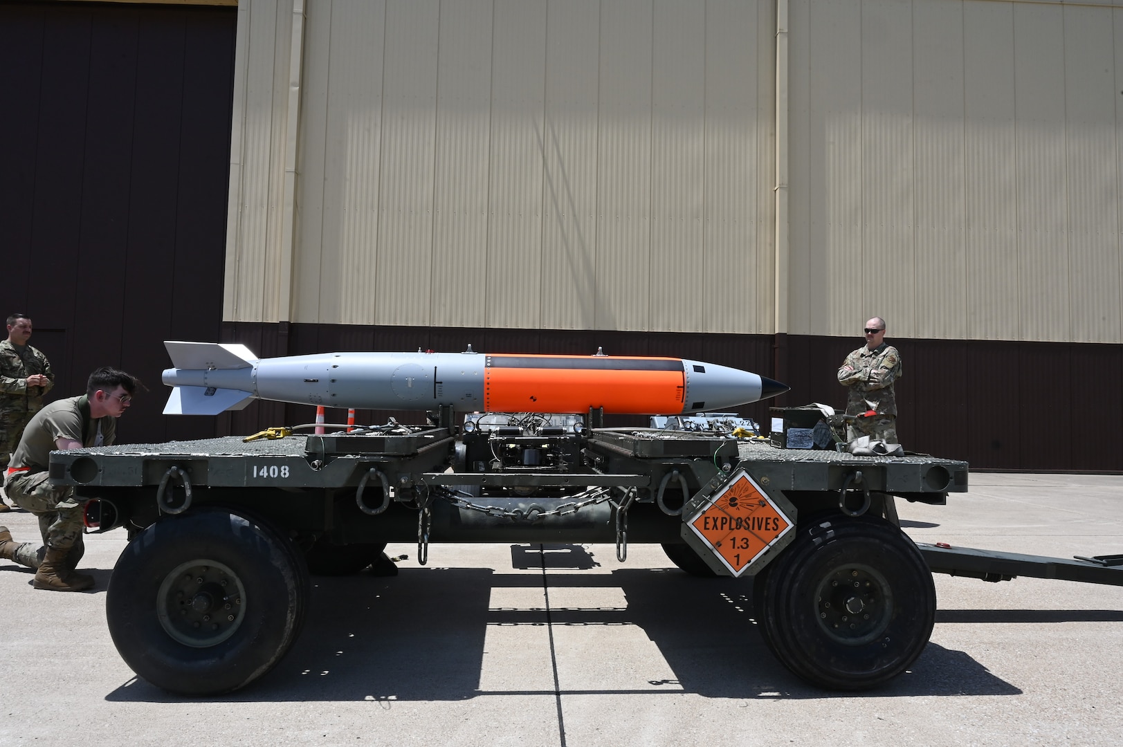 The 72nd Test and Evaluation Squadron test loads a new nuclear-capable weapons delivery system for the B-2 Spirit bomber on June 13, 2022 at Whiteman Air Force Base, Missouri. The 72nd TES conducts testing and evaluation of new equipment, software and weapons systems for the B-2 Spirit Stealth Bomber. (U.S. Air Force photo by Airman 1st Class Devan Halstead)