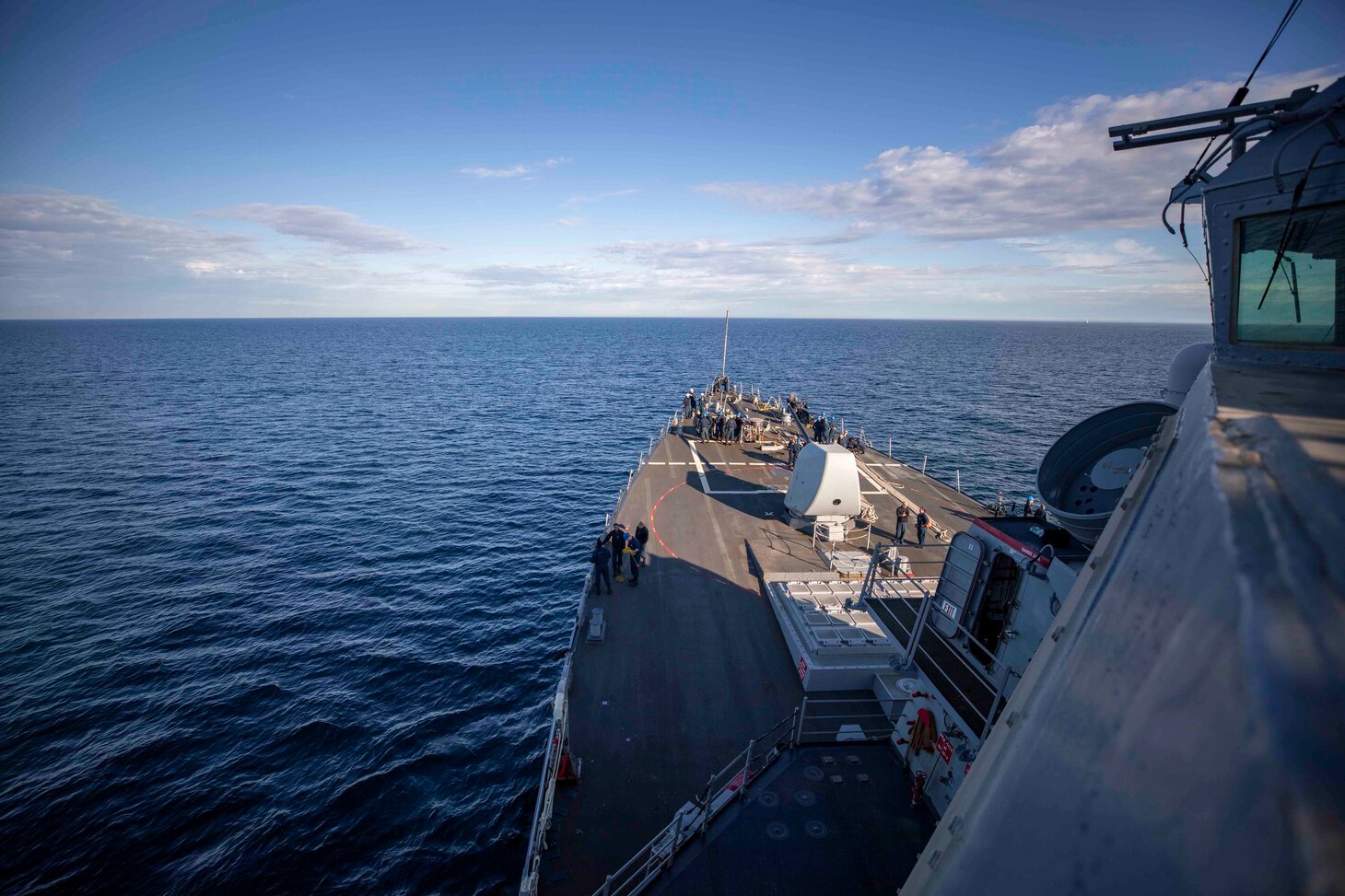 The Arleigh Burke-class guided-missile destroyer USS Arleigh Burke (DDG 51) steams through the Atlantic Ocean, June 3, 2022.