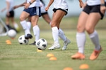 The U.S. Armed Forces Women’s Soccer Team practices for the 13th CISM (International Military Sports Council) World Military Women’s Football Championship at Fairchild Air Force Base in Spokane, Washington July 9, 2022. (DoD photo by EJ Hersom)