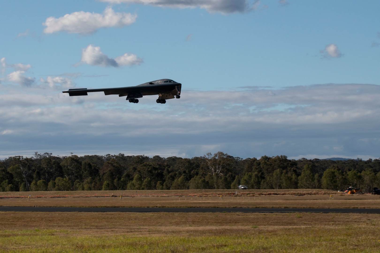 A U.S. Air Force B-2 Spirit, assigned to the 509th Bomb Wing, Whiteman Air Force Base, Missouri, arrives in support of a Bomber Task Force training exercise at Royal Australian Air Force Base Amberley, Australia, July 10, 2022.