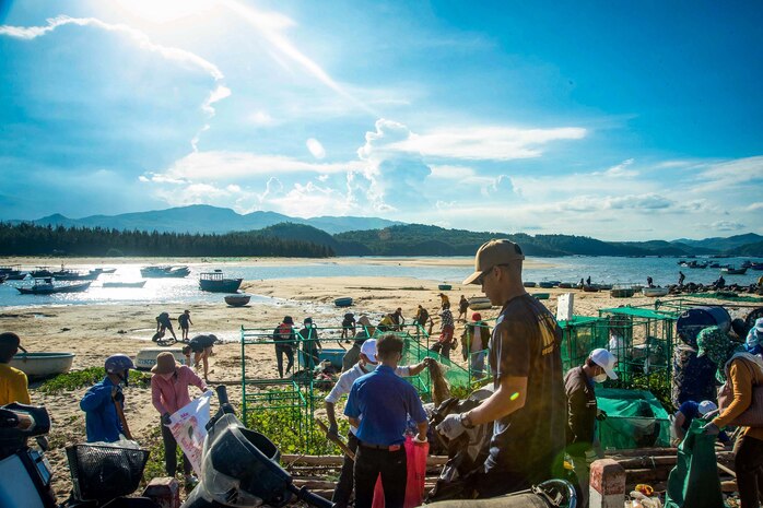 Pacific Partnership 2022 crew participates in Beach Clean-Up Host Nation Outreach Events in Vietnam