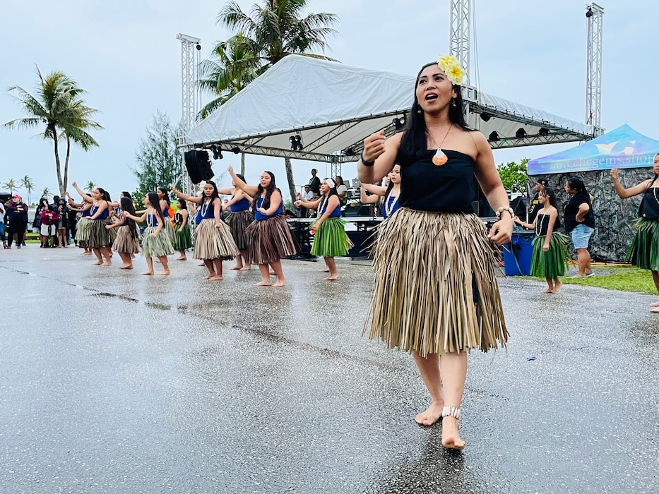 POLARIS POINT, Guam (July 4, 2022) - A cultural dancer performs a chant during U.S. Naval Base Guam's (NBG) Freedom Rocks Festival. Hundreds of Guam residents gathered to celebrate Independence Day during the annual Freedom Rocks Festival at NBG - Polaris Point July 4.