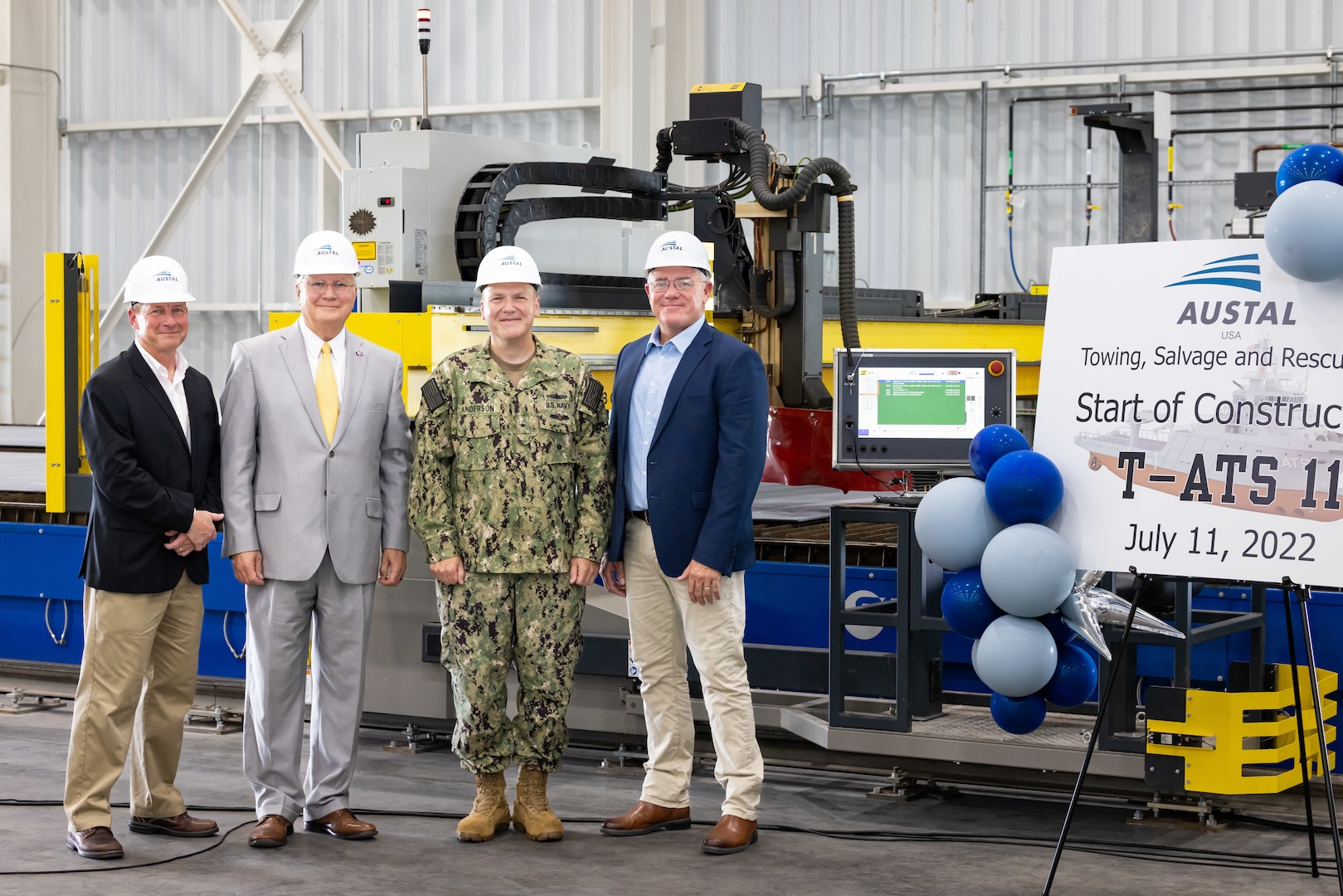 The start of construction of the T-ATS 11 on the new steel line at Austal USA in Mobile, Ala.