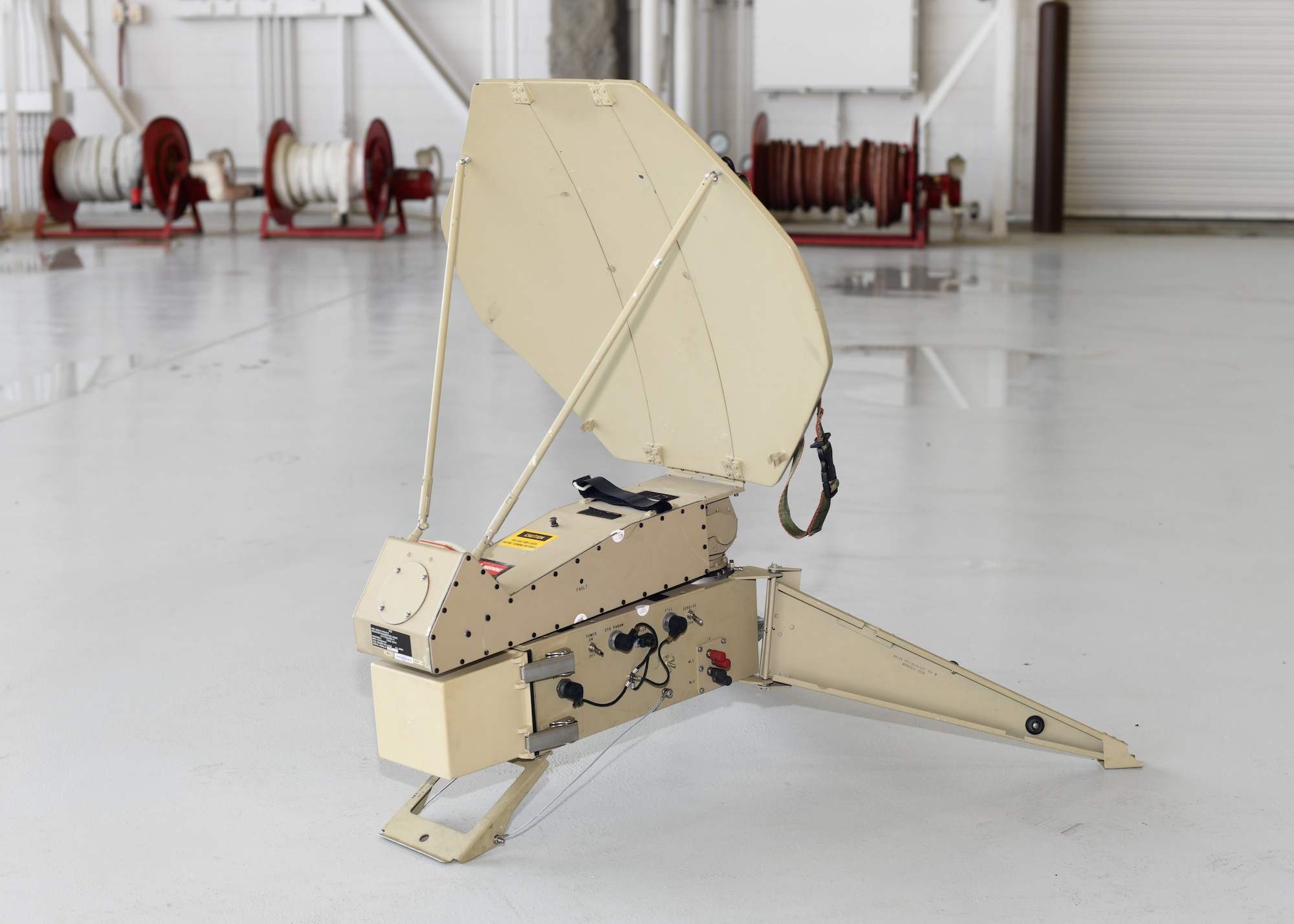 A piece of communications equipment sits on display during the 509th Communications Squadron change of command ceremony.