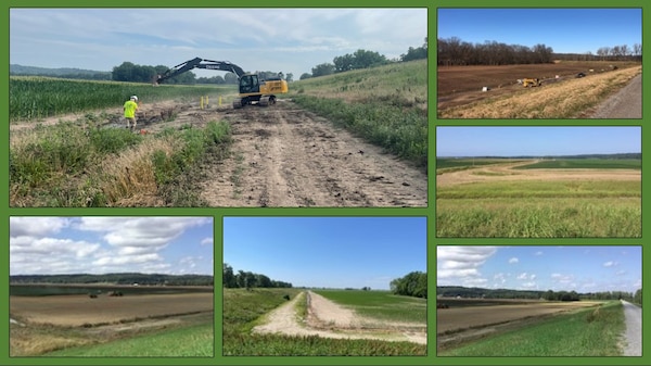 IN THE PHOTOS,  Work to construct 25 new relief wells in Scott County, Missouri. To execute the project, a contract for $1,630,303.15 was awarded to VuCon, LLC., in August 2018. The Below Commerce Mile 5 work area included the installation of 18 new relief wells and 8,100 feet of linear ditch construction or modification. The Below Commerce Mile 15 work area included the installation of 7 new relief wells and 120 feet of linear ditch construction or modification. (Courtesy Photos)