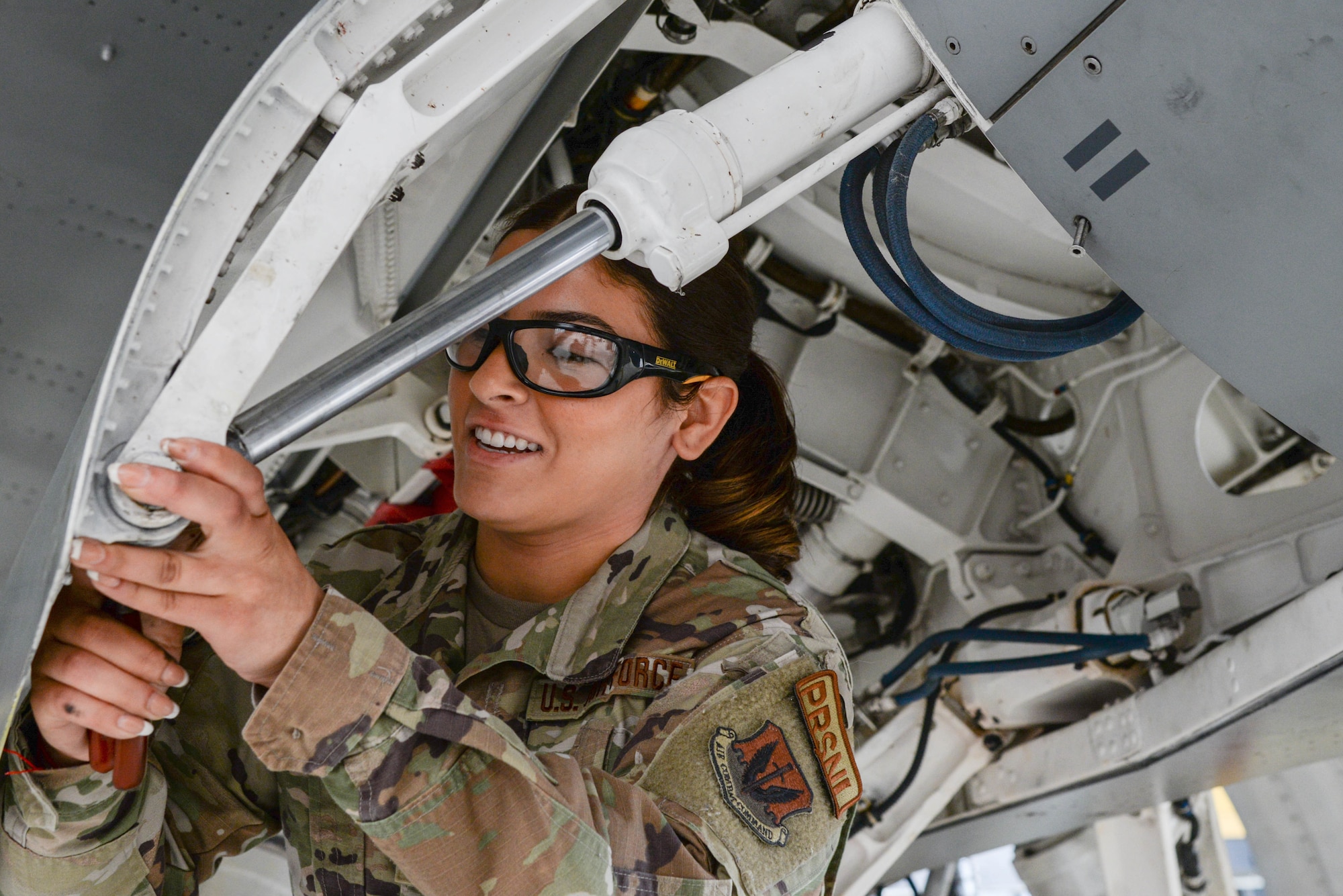 A photo of Staff Sgt. Tatiana Rivera participating in the Maintainer for a Day program hosted by the 177th Maintenance Squadron.