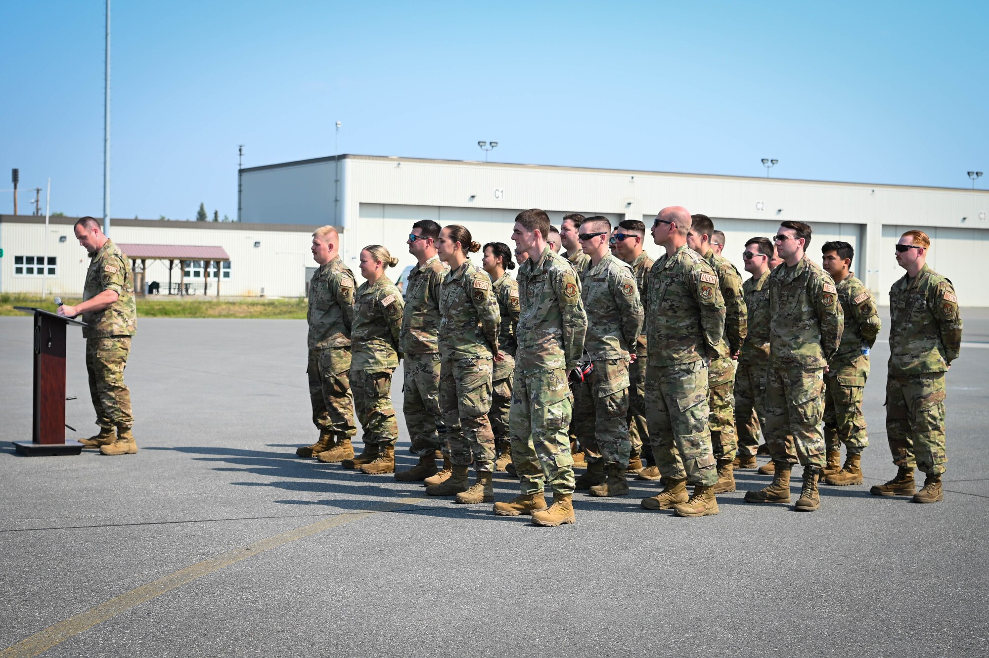 The 355th Fighter Squadron selected 27 Airmen to be recognized as Dedicated Crew Chiefs at a ceremony July 8, 2022, on Eielson Air Force Base, Alaska.