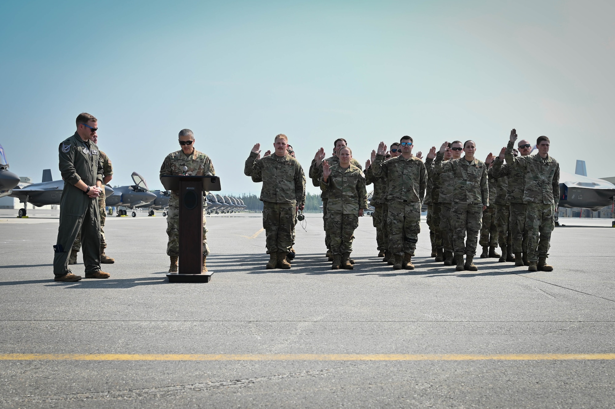 The 355th Fighter Squadron selected 27 Airmen to be recognized as Dedicated Crew Chiefs at a ceremony July 8, 2022, on Eielson Air Force Base, Alaska.