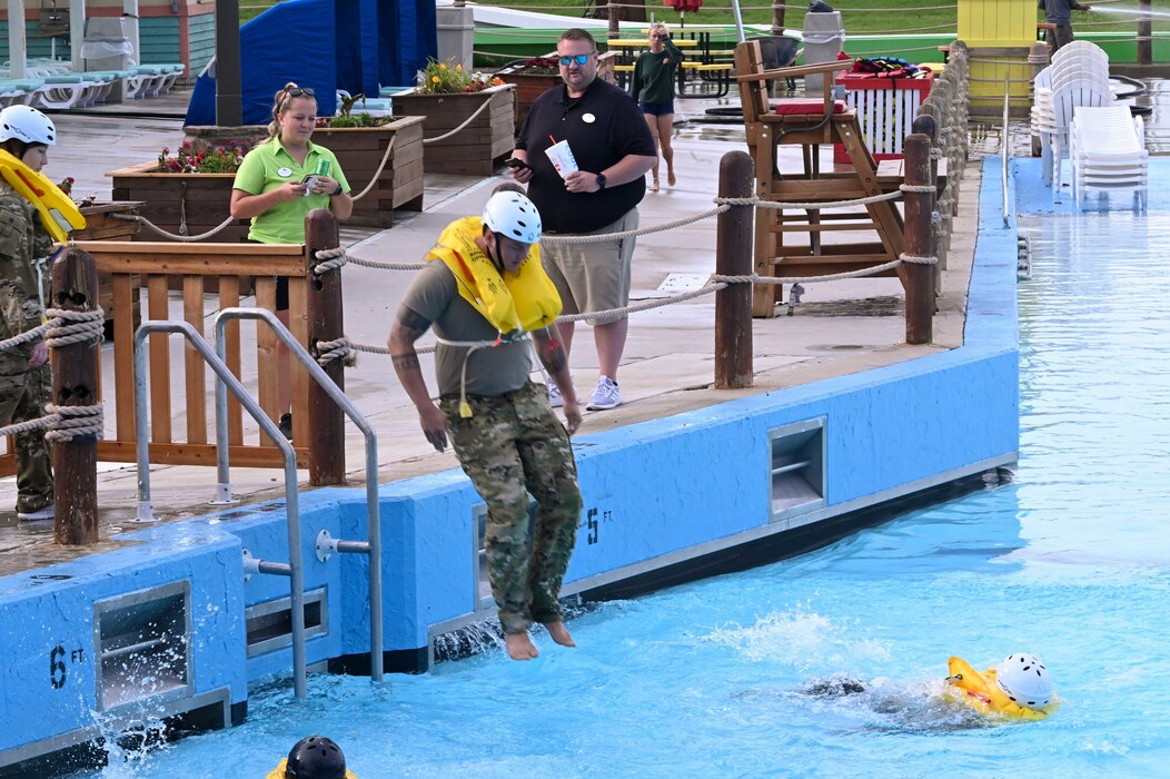 Man jumping in water