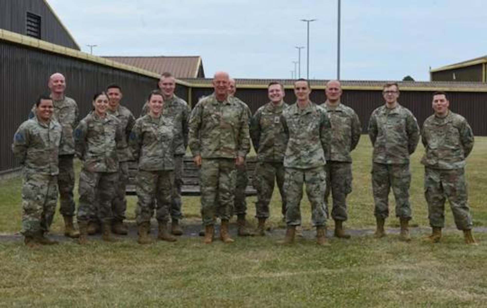 U.S. Space Force Chief of Space Operations Gen. John W. “Jay” Raymond poses for a photo with members of the 73rd Intelligence, Surveillance and Reconnaissance Squadron.