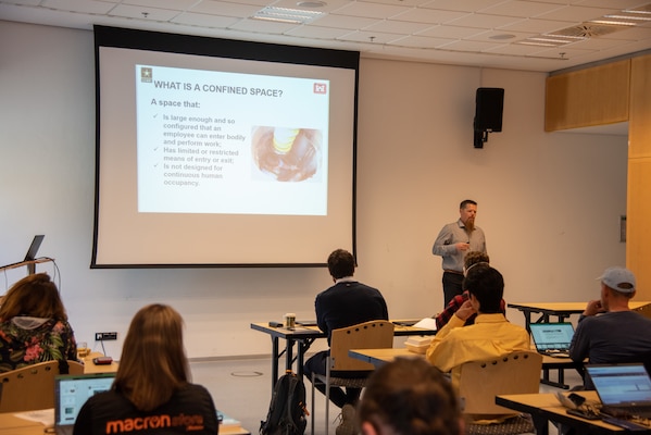 Employees in class taking a safety course.