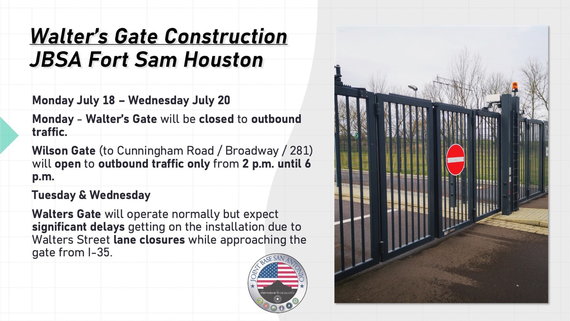 Walters Street Construction July 18-20