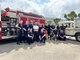 Naval Support Activity Naples’ Fire and Emergency Services members pose with Italian firefighting authorities after extinguishing fires in the area surrounding Carney Park in Pozzuoli, Italy, on June 29, 2022.