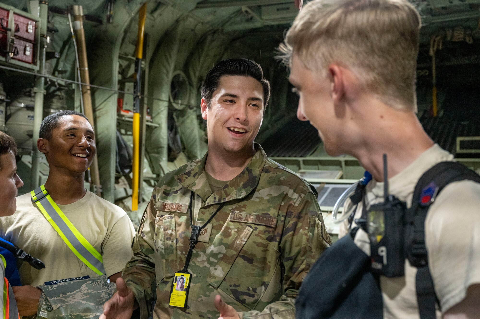 Staff Sgt. MitchellLane Williams, 19th Maintenance Squadron aerospace maintenance journeyman, gives Civil Air Patrol cadets a tour of a C-130J Super Hercules during a base vi