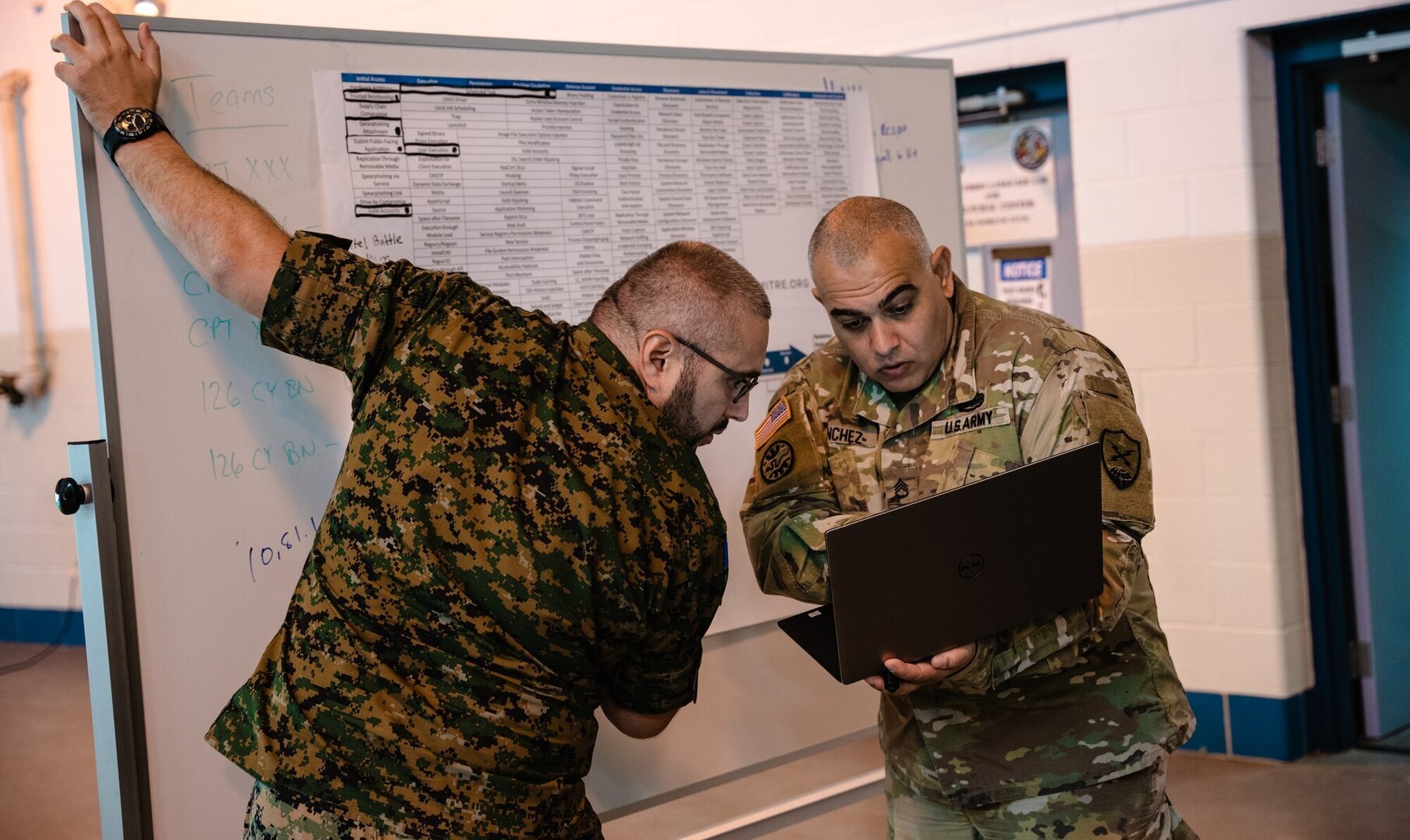 A member of the 169th Cyber Protection Team and members of the Armed Forces of Bosnia and Herzegovina conduct cyber adversarial exercises at the Pvt. Henry Costin Readiness Center in Laurel, Maryland, June 29, 2022. The Maryland National Guard and the Armed Forces Bosnia and Herzegovina have been partners under the Department of Defense National Guard Bureau State Partnership Program since 2003.