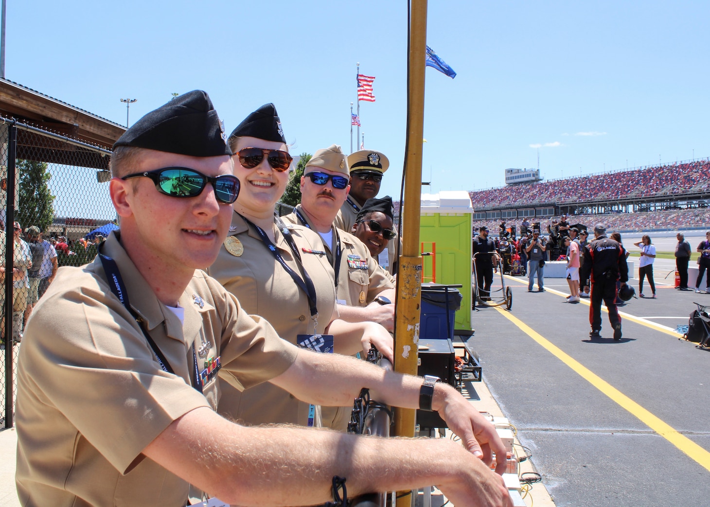 Navy Reserve Sailor and professional NASCAR driver, Lt. Cmdr. Jesse Iwuji, prepares to race at Talladega Superspeedway on Apr. 22, 2022.