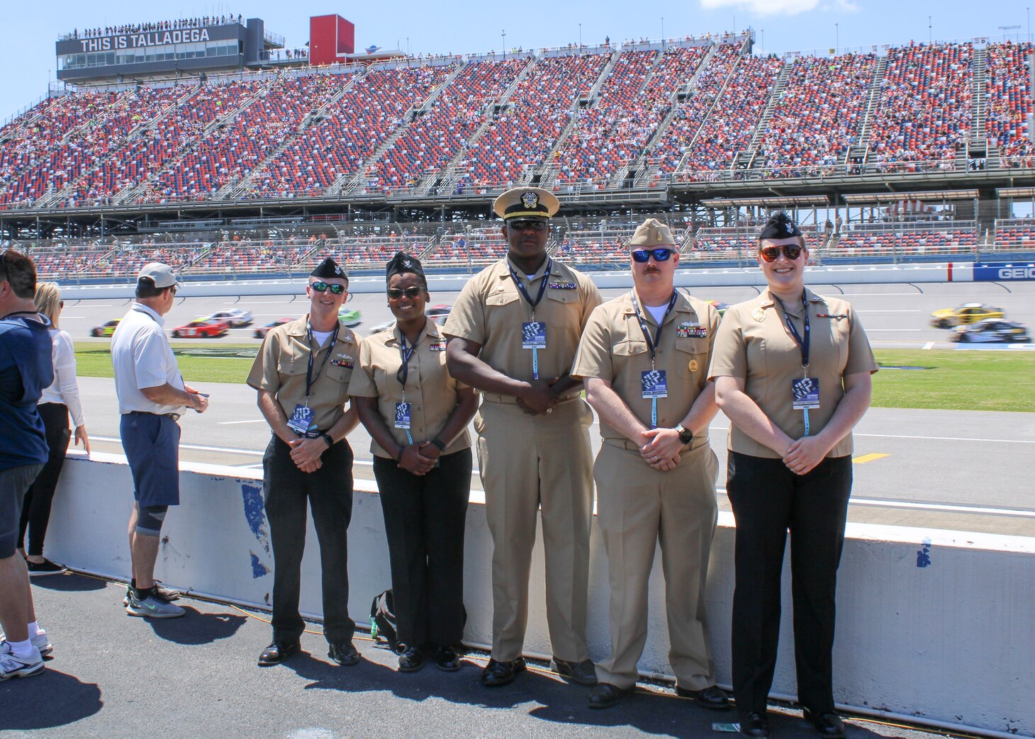 Navy Reserve Sailor and professional NASCAR driver, Lt. Cmdr. Jesse Iwuji, prepares to race at Talladega Superspeedway on April 22, 2022.