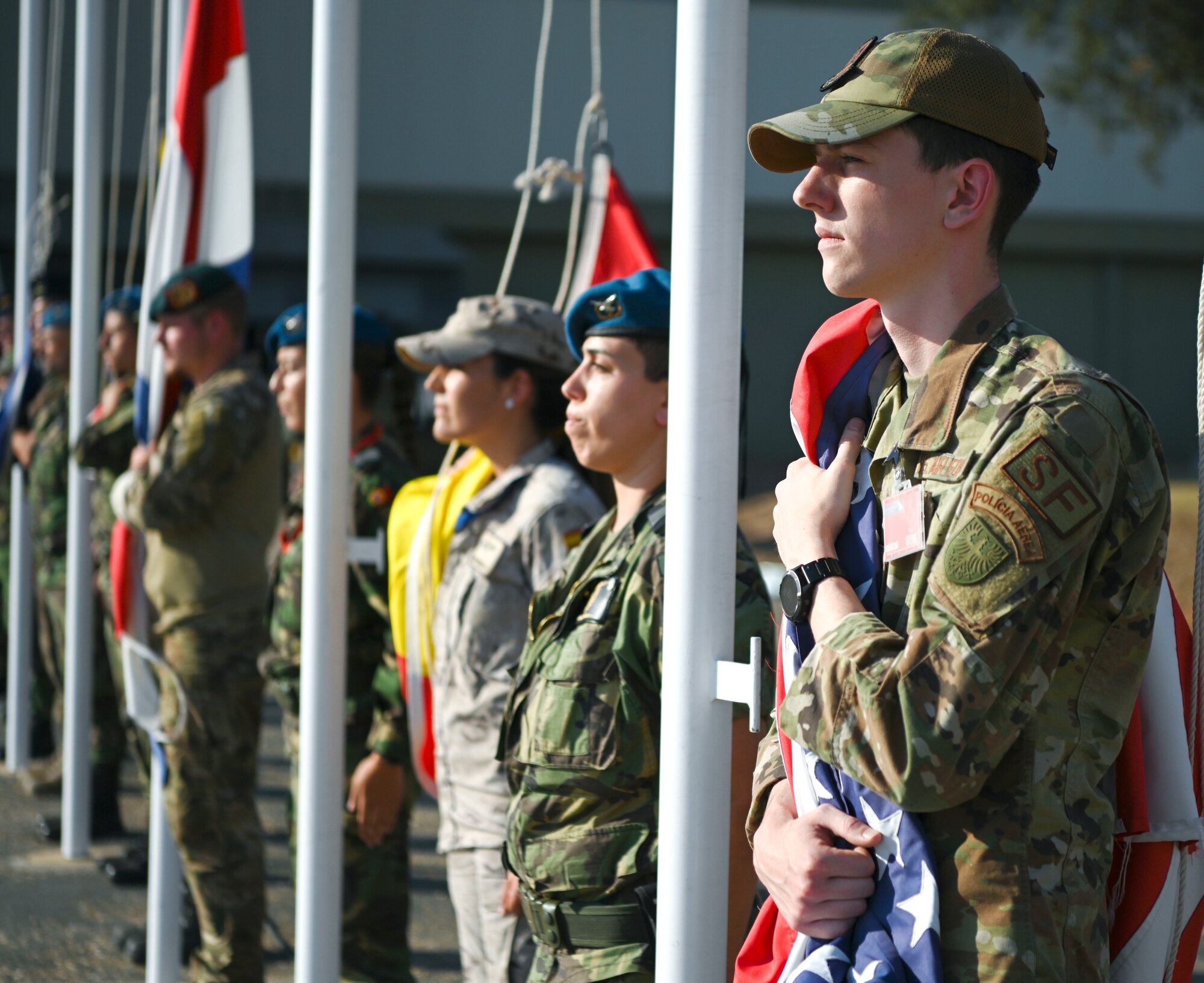 service members holding flags