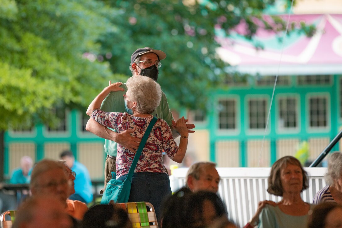 On July 14, 2022, the Marine Band ensemble "Free Country Unplugged" performed an acoustic set at the bumper car pavilion at Glen Echo Park in Maryland. Several audience members took to the floor, dancing to the music.