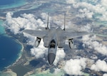 U.S. Air Force F-15C Eagle from the 159th Fighter Wing, Louisiana Air National Guard, Naval Air Station Joint Reserve Base New Orleans, La., flies over the Caribbean Sea near Puerto Rico.