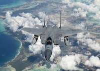 U.S. Air Force F-15C Eagle from the 159th Fighter Wing, Louisiana Air National Guard, Naval Air Station Joint Reserve Base New Orleans, La., flies over the Caribbean Sea near Puerto Rico.