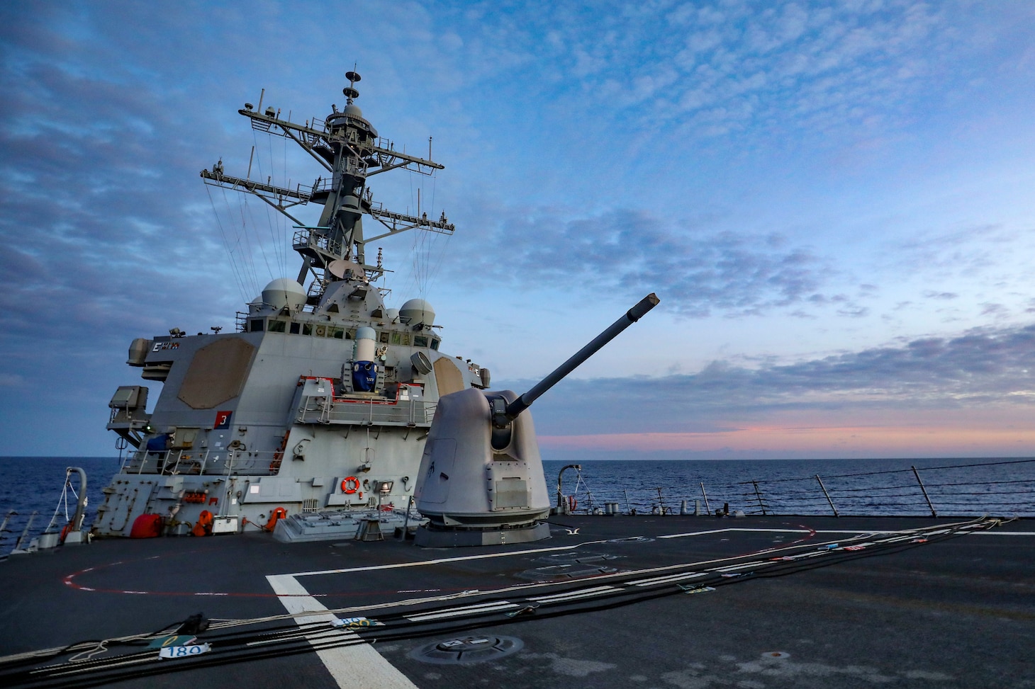 Arleigh Burke-class guided-missile destroyer USS Benfold (DDG 65) conducts routine underway operations. Benfold is forward-deployed to the U.S. 7th Fleet area of operations in support of a free and open Indo-Pacific.