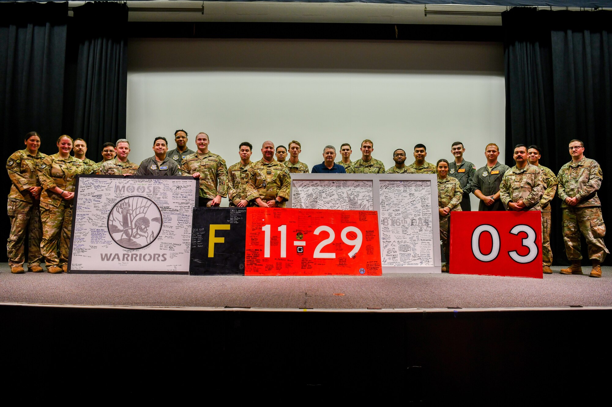 U.S. Air Force and U.K. Royal Air Force personnel donate artifacts from Operation Allies Refuge to the National Museum of the U.S. Air Force at the Air Force Museum in Dayton, Ohio, July 11, 2022.