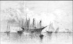 An engraving showing “wreckers” salvaging a grounded vessel in the Florida Keys. In 1822, around 40 British and nine American sloops served as wreckers in the Keys. In addition to providing rescue and salvage assistance to grounded vessels, a few were also notorious smugglers and pirates. (State Archives of Florida)