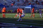 South Korea's Jeong Min Lee scores on the penalty kick during their 4-0 victory over Netherlands in match 12 of the 13th Conseil International du Sport Militaire (CISM) World Women's Military Football Championship hosted by Fairchild Air Force Base in Spokane, Washingon.  This year's championship features teams from the United States, Belgium, Cameroon, Canada, France, Germany, Ireland, Mali, Netherlands, and South Korea.  (Department of Defense Photo by Mr. Steven Dinote, released).