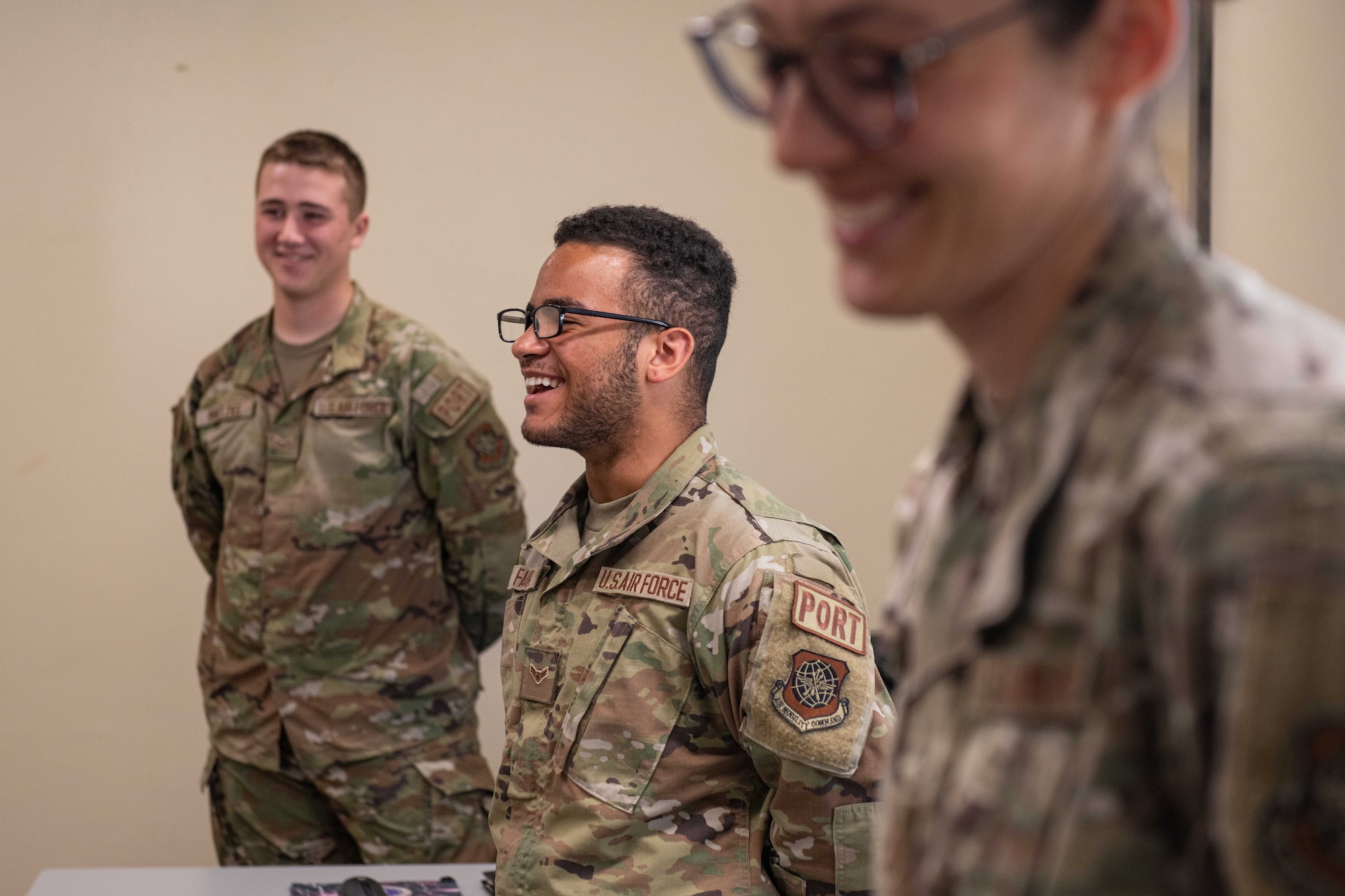 Airmen laugh