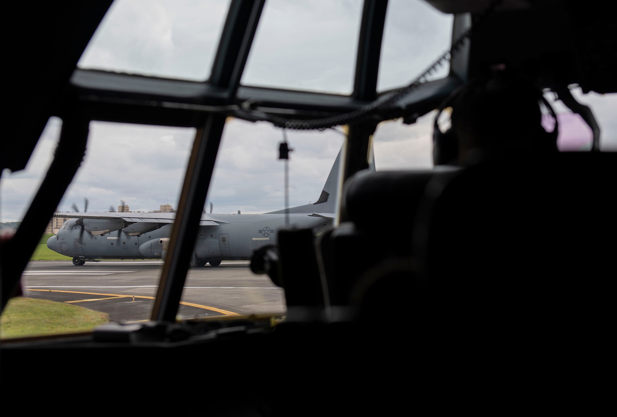 A C-130J Super Hercules taxis to the flightline