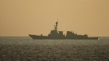 USS Bainbridge (DDG 96) transits the Mediterranean Sea Sept. 16, 2015. Bainbridge, an Arleigh Burke-class guided-missile destroyer homeported in Norfolk, is conducting naval operations in the U.S. 6th Fleet area of operations in support of U.S. national security interests in Europe.