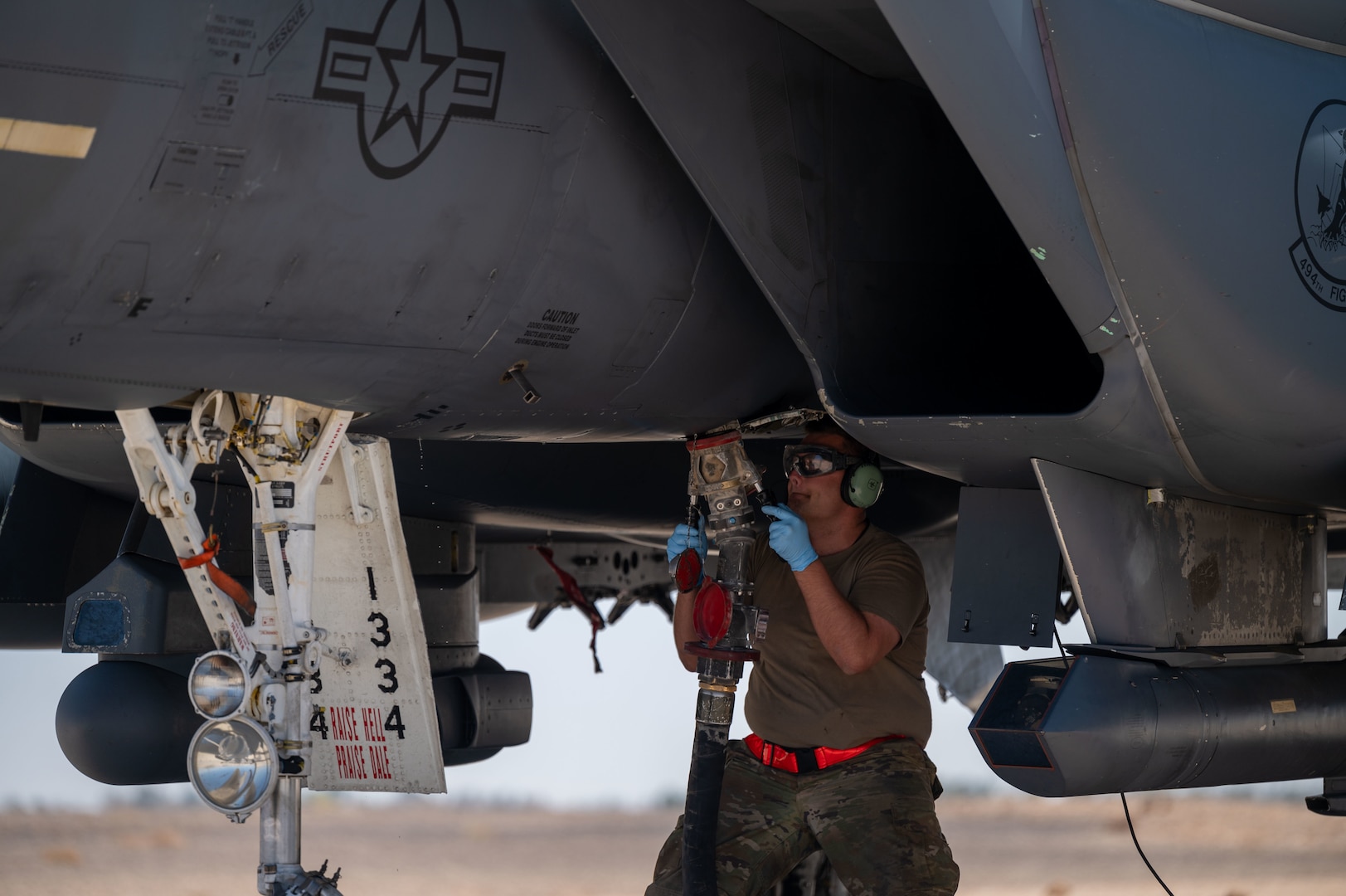 Two U.S. Air Force F-15Es conducted the flight from Souda Bay, Greece to the U.S. Central Command area of responsibility in an effort to exercise cross-combatant command Agile Combat Employment operations. AFCENT members led the hot-pit refueling, an ACE technique which cuts refueling time by hours, allowing AFCENT and incoming partner aircrews to generate multiple consecutive sorties from the same aircraft as well as increase airpower staging options in theater.