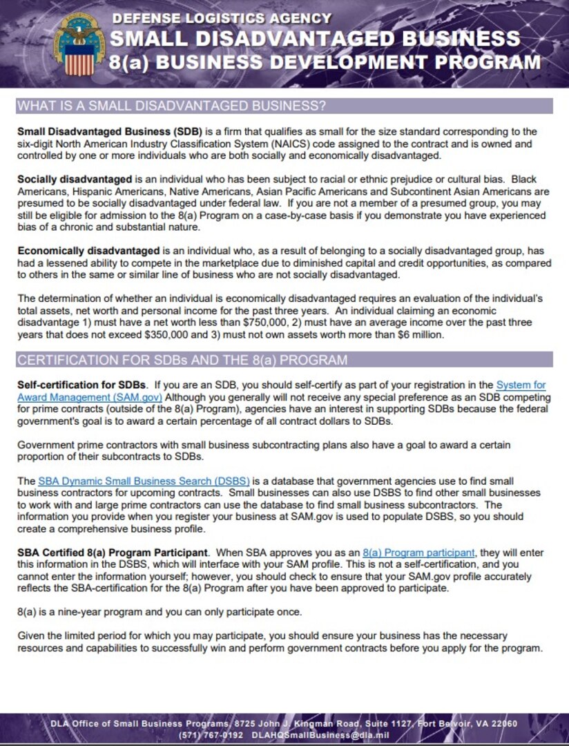 Small Disadvantaged Business 8(a)