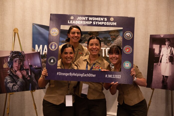 U.S. Marines from various commands and units gather for the 33rd annual Joint Women’s Leadership Symposium (JWLS) at Norfolk Waterside Marriott, Norfolk, Virginia, July 12, 2022. The Marines engaged in open question forums about Talent Management 2030, Force Design 2030, retention and various other categories contributing toward professional development. The Sea Service Leadership Association hosts the JWLS and is a non-profit organization that encourages personnel improvement through networking, education, and mentorship of women from all three maritime armed forces – the United States Navy, Marine Corps, and Coast Guard. (U.S. Marine Corps photo by Lance Cpl. Angel Alvarado)