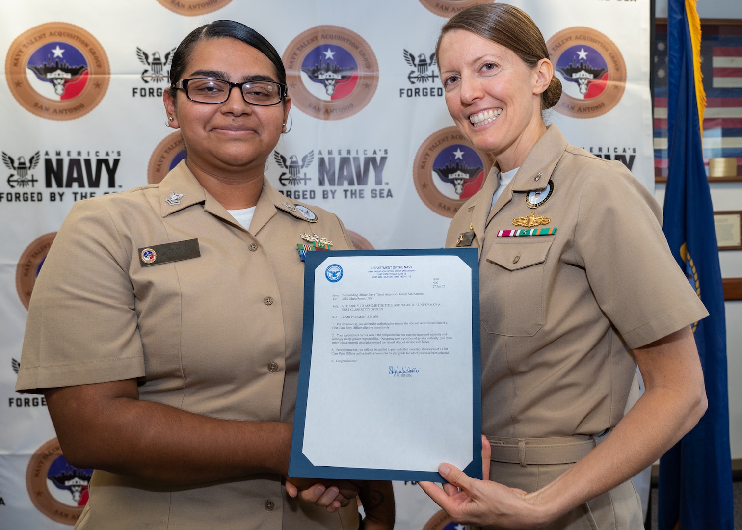 Navy Talent Acquisition Group San Antonio hosts frocking ceremony