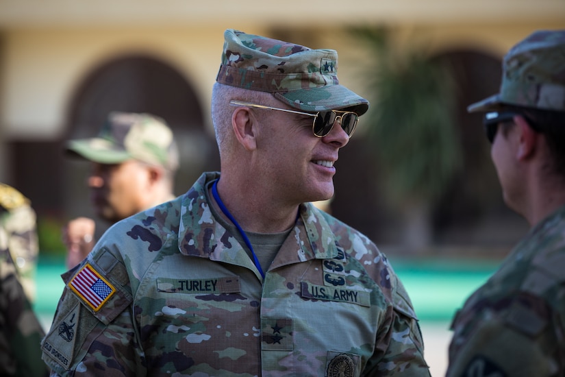 U.S. Army Major General Michael J. Turley, Adjutant General, Utah National Guard, attends a wing exchange ceremony and visits with Soldiers from the 19th Special Forces Group (Airborne), Utah Army National Guard.