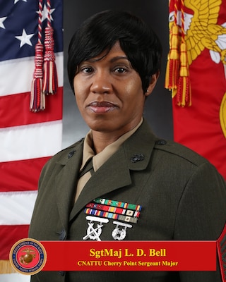 (July 20, 2022) MARINE CORPS AIR STATION CHERRY POINT, N.C. -- Official portrait of Sgt. Maj. Lucinda D. Bell. (U.S. Marine Corps photo)