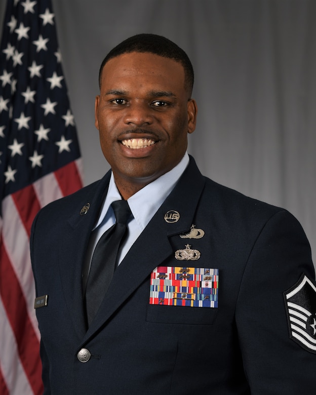 U.S. Air Force Master Sgt. Kade Forrester, a graduate student at Naval Postgraduate School in Monterey, Calif., poses for an official photo on Joint Base Anacostia-Bolling, Washington, D.C., Sept. 21, 2021. Forrester was selected for 12 Outstanding Airmen of the Year 2022 by the Air Force. This award recognizes enlisted personnel for exceptional job performance, superior leadership and personal achievements. (U.S. Air Force photo by Tech. Sgt. Kayla White)