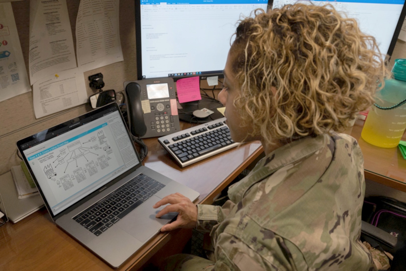 Photo of Airman taking the USAF Continuous Process Improvement Green Belt Academics E-learning course.