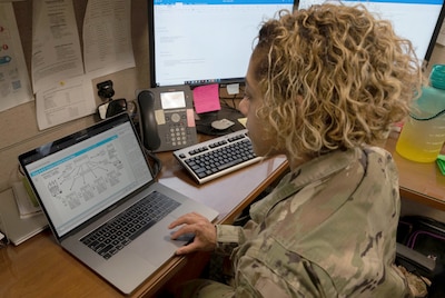Photo of Airman taking the USAF Continuous Process Improvement Green Belt Academics E-learning course.