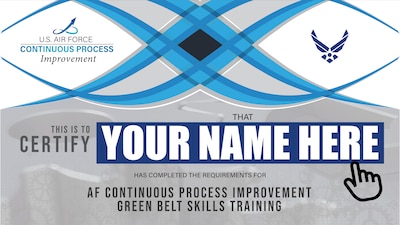 graphic showing what a green belt certificate would look like.