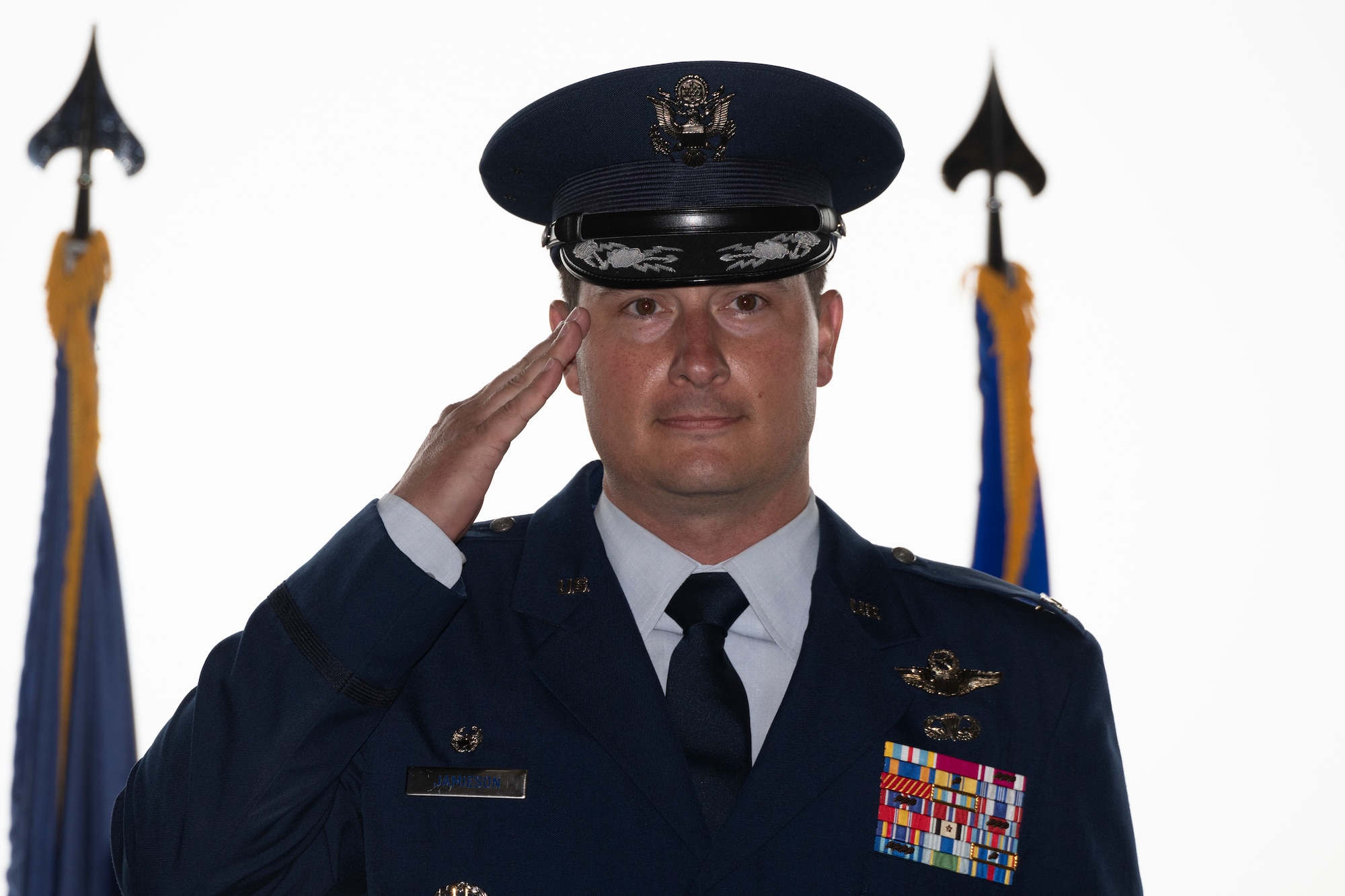 U.S. Air Force Col. Kevin M. Jamieson renders a salute