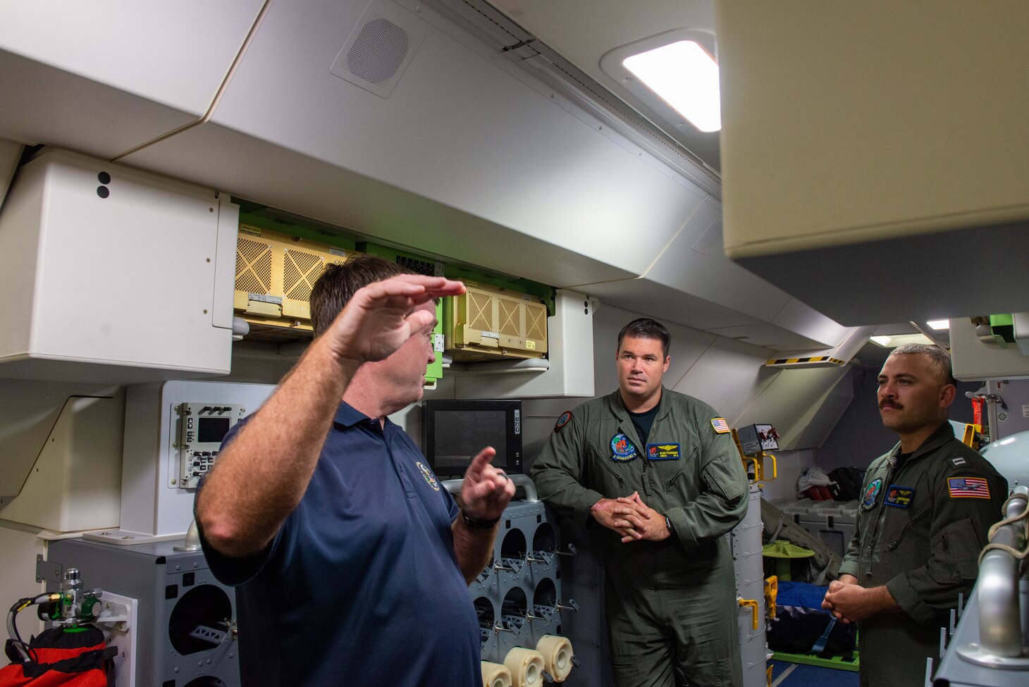 KOROR, PALAU (July 10, 2022) The Honorable John Hennessey-Niland, U.S. Ambassador to Palau, speaks to Sailors assigned to Patrol Squadron (VP) 8 during a static display of the P-8A Poseidon aircraft at Palau’s international airport, Jul. 10. VP-8 is currently deployed to NAF Misawa, Japan conducting maritime patrol and reconnaissance and theater outreach operations within U.S. 7th Fleet (C7F) area of operations in support of Commander, Task Force 72, C7F, and U.S. Indo-Pacific Command objectives throughout the region. (U.S. Navy photo by Mass Communication Specialist 1st Class Juan Sebastian Sua/Released)
