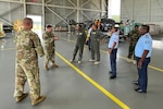 Louisiana National Guard members of the 204th Theater Airfield Operations Group brief members of the Belize Defence Force on their aircraft maintenance program in Hammond, Louisiana, July 12, 2022. The LANG and BDF are partners in the Department of Defense National Guard Bureau State Partnership Program.