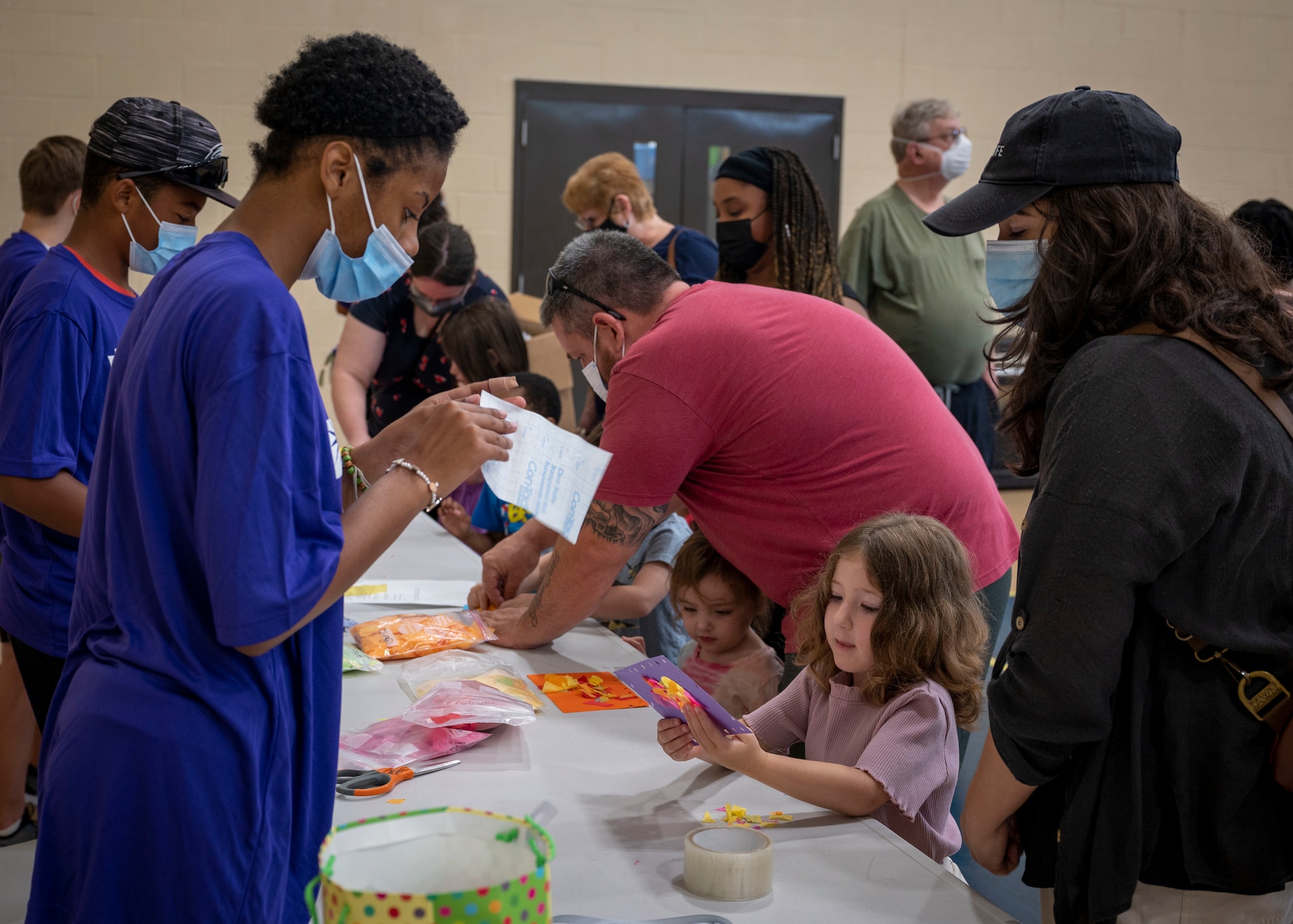 Members of the Seymour Johnson Air Force Base Exceptional Family Member Program participate in creative activities during an aquarium excursion event at Seymour Johnson AFB, North Carolina, July 15, 2022.