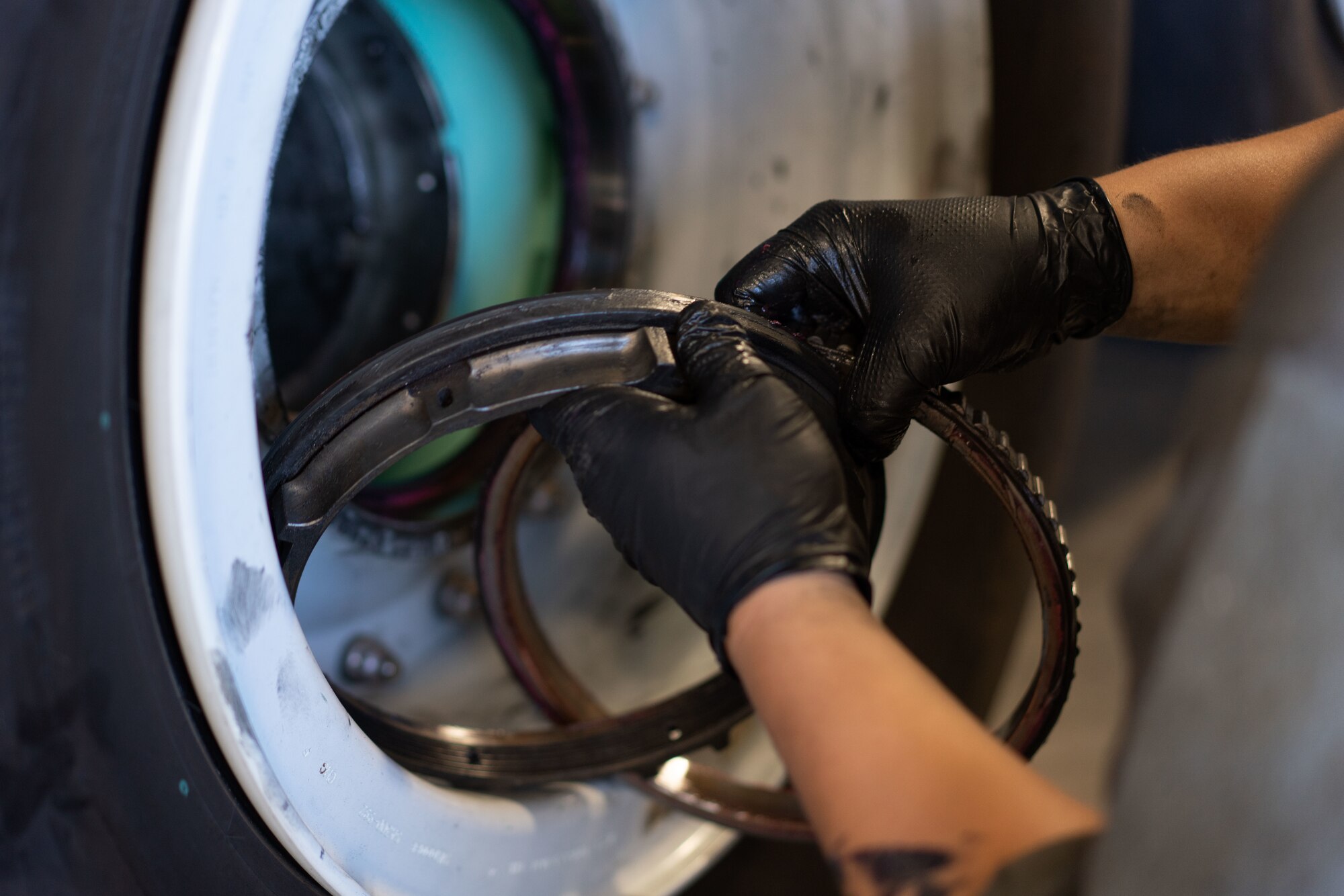 Airman fixing tires