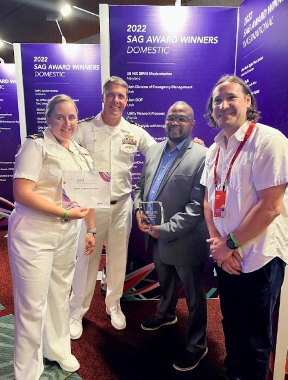 Suitland, MD — U.S. National Ice Center’s (USNIC) Information Technology Department Head, Mr. George Wachira, accepted an Esri Special Achievement award in Geographic Information Systems (GIS) at the 2022 Esri User Conference on behalf of USNIC’s workforce, July 13.



USNIC was selected from more than 100,000 of Esri’s GIS mapping-software users for achievement in automation, analysis and product generation workflows.



“We [USNIC] are proud to accept this award marking our workforce’s exceptional talent and expertise,” said USNIC Director, CDR Casey Gon. “This award is testament to our center’s hard-work and dedication to enhancing support of the U.S. Navy’s larger mission.”


The Esri Special Achievement award is presented to worldwide user-sites in recognition of outstanding work with GIS technology.