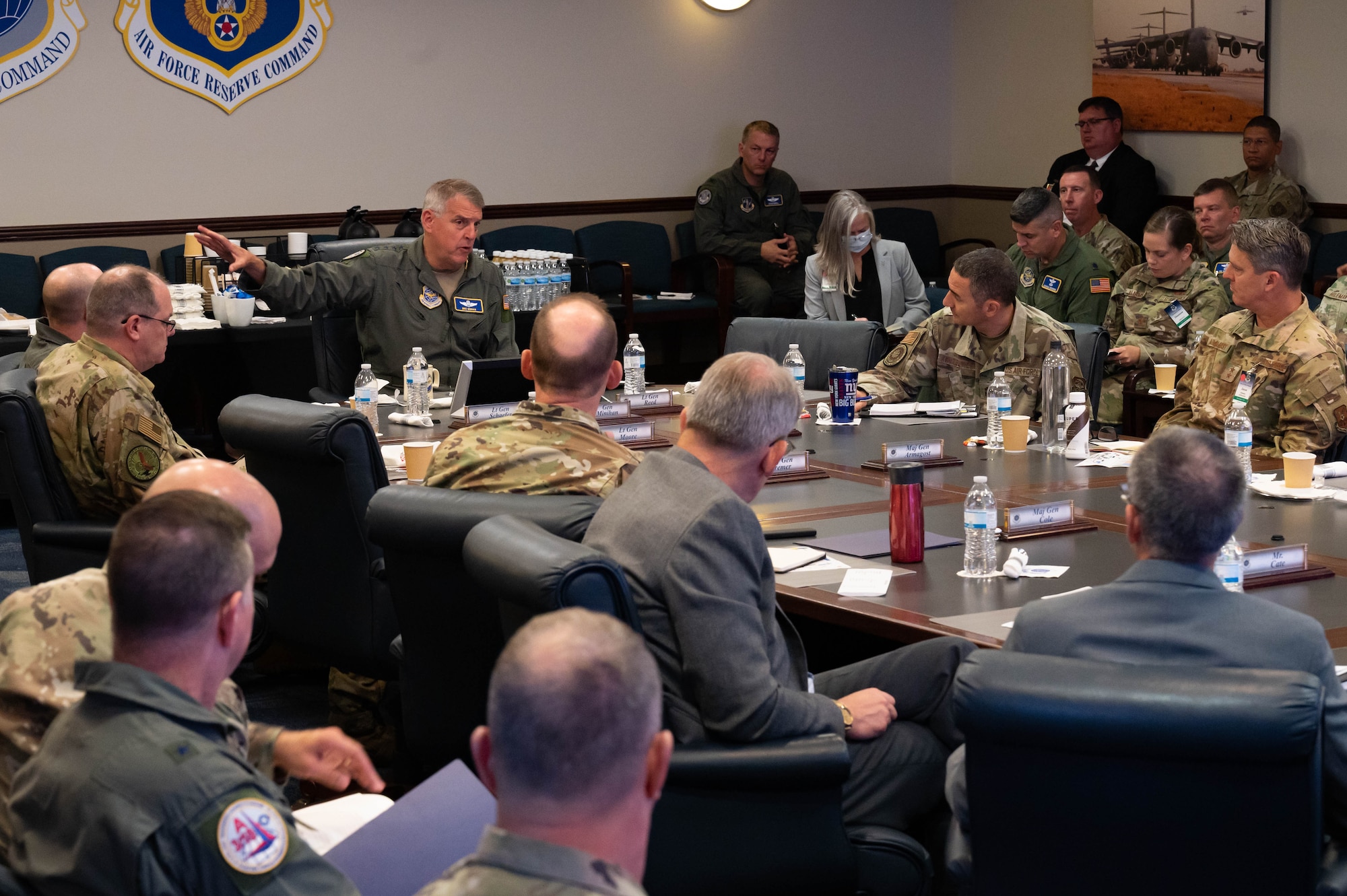 Gen. Mike Minihan, commander of Air Mobility Command, speaks to attendees of the AMC Summer Industry Preview at Scott Air Force Base, Illinois, July 12, 2022.